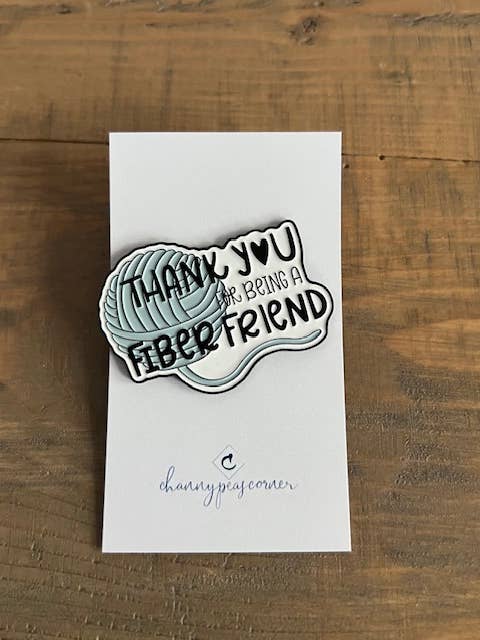 Thank you for Being a Fiber Friend Enamel Pin (Blue) for wholesale by Channypeascorner