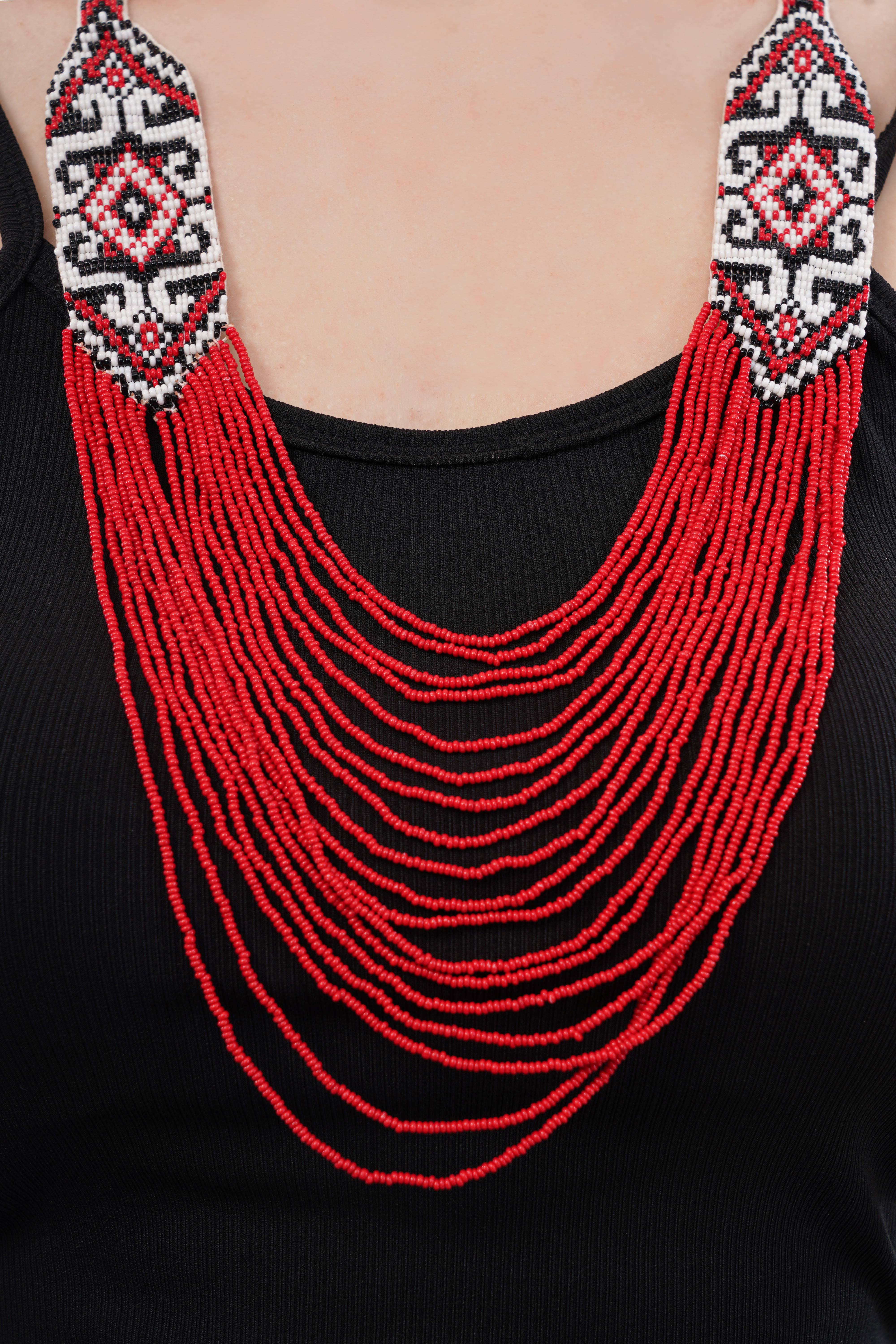 House of Kraft - Wholesale Jewelry Set - White Pattern Jewelry Set | Beaded Jewelry | Red Jewelry3