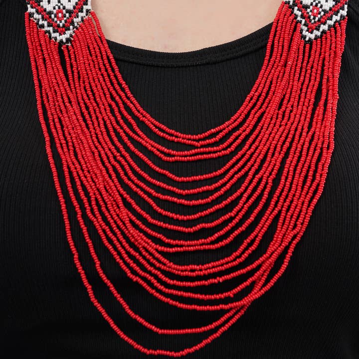 House of Kraft - Wholesale Jewelry Set - White Pattern Jewelry Set | Beaded Jewelry | Red Jewelry3