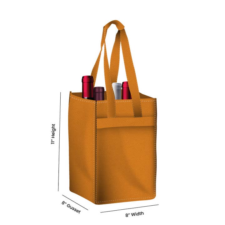 Non Woven Totes - Wholesale Wine Tote - Reusable 4-Bottle Wine Tote Bag-8x11x8 with Bottom Gusset | Custom Printed Wine Totes23