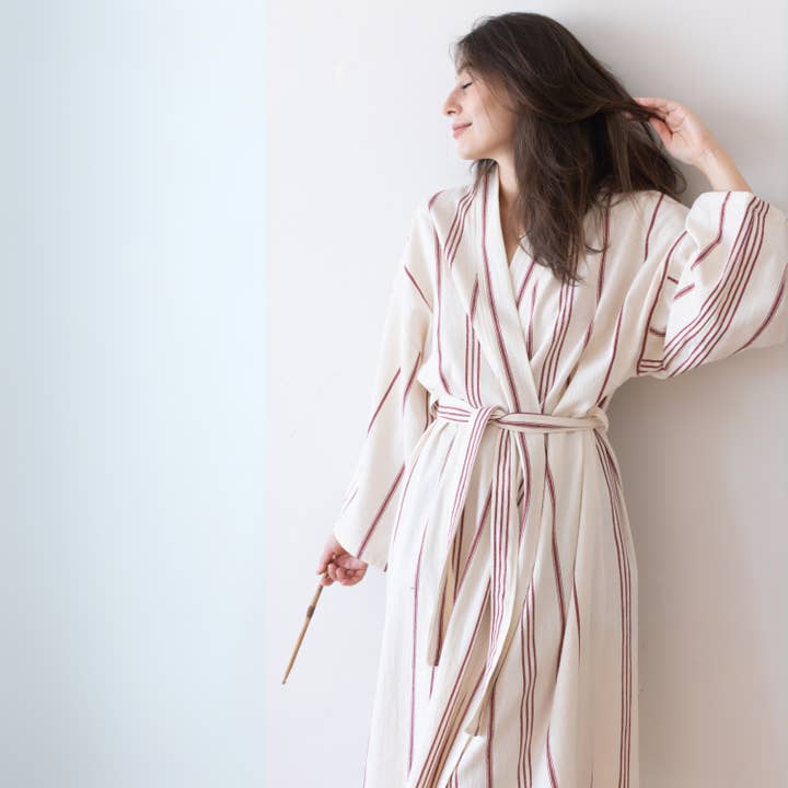 Vivamaison - Vendita all'ingrosso Vestaglia - Unisex - Kimono a Righe in Cotone Premium, Comfort Leggero24