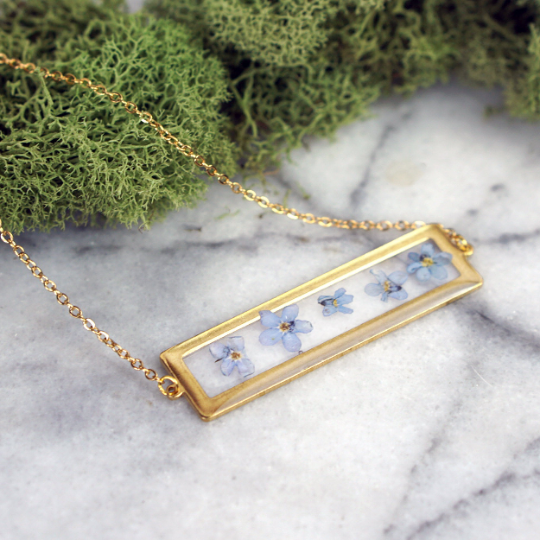 The Pretty Pickle - Wholesale Pendant/Charm Necklace - Forget Me Not  Bar Necklace2