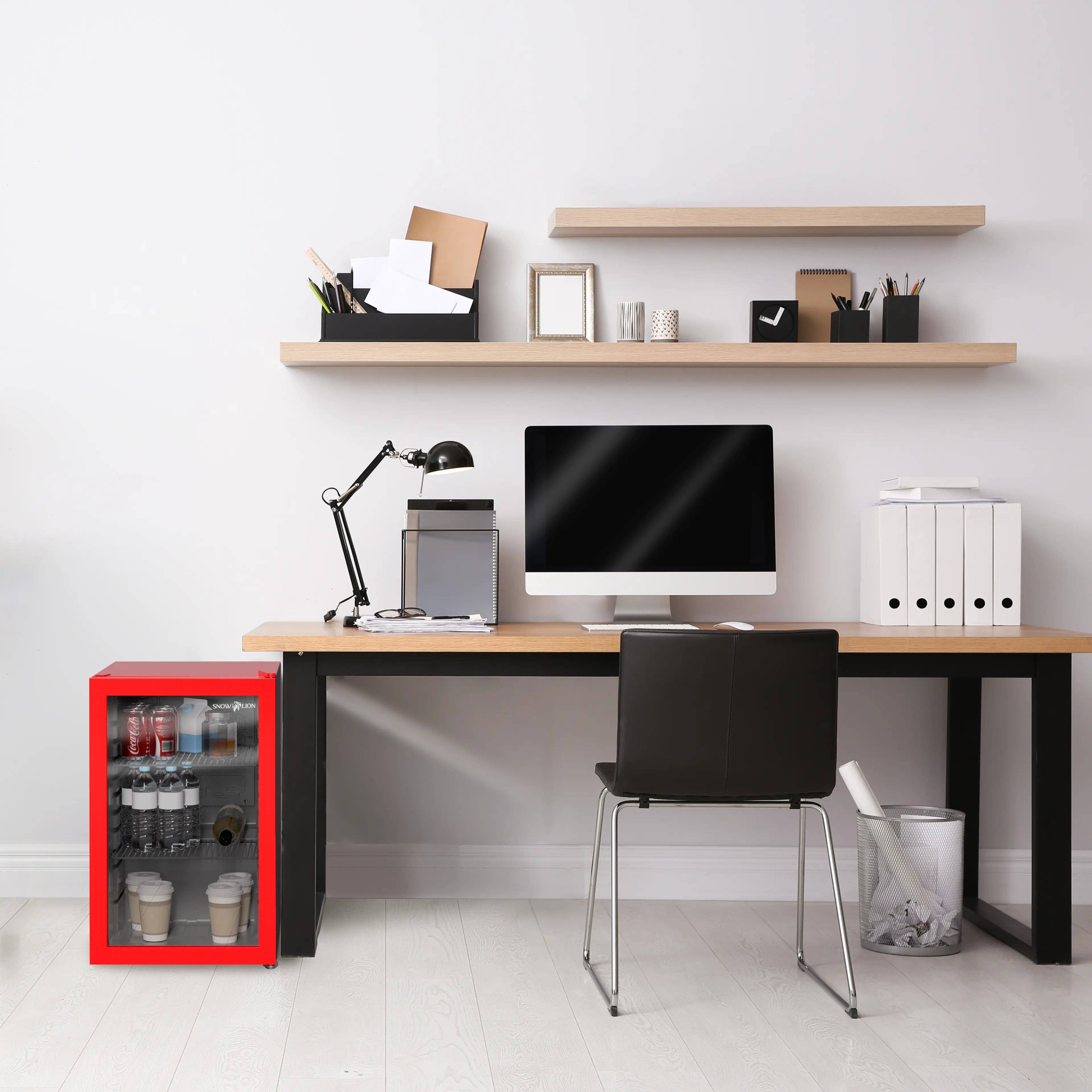 Promounts – wholesale Portable/mini fridge – SnowLion Premium 69L Beverage Refrigerator 2.4 Cu.ft. Freestanding Mini Fridge With Glass Door in Red (OSFG016-RL)5