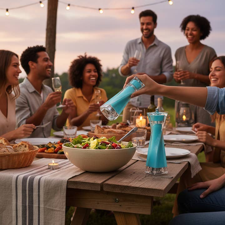 Kadra Kitchenware - Vendita all'ingrosso Set sale e pepe - Mitbak - Macinasale e pepe in acrilico, turchese, confezione da 22