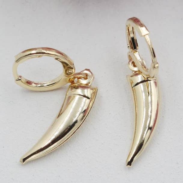 Tigers Tooth Huggies Earrings for wholesale by Cherie by Cherie