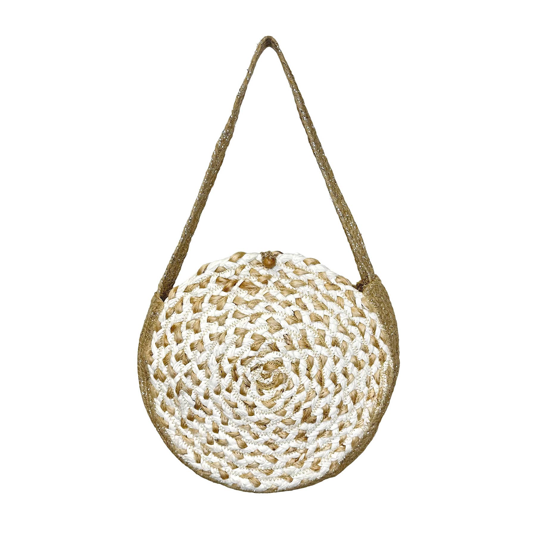 Anju Jewelry – Großhandel Schultertasche – Damen – Tasi Schultertasche aus gewebtem, funkelndem Juteseil, Kreis0