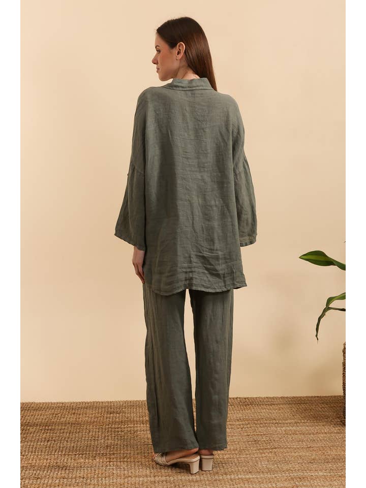 la maison des fibres naturelles – wholesale Set med topp och byxa – Dam – BYXA + BLUS SET 100% linne +storlek