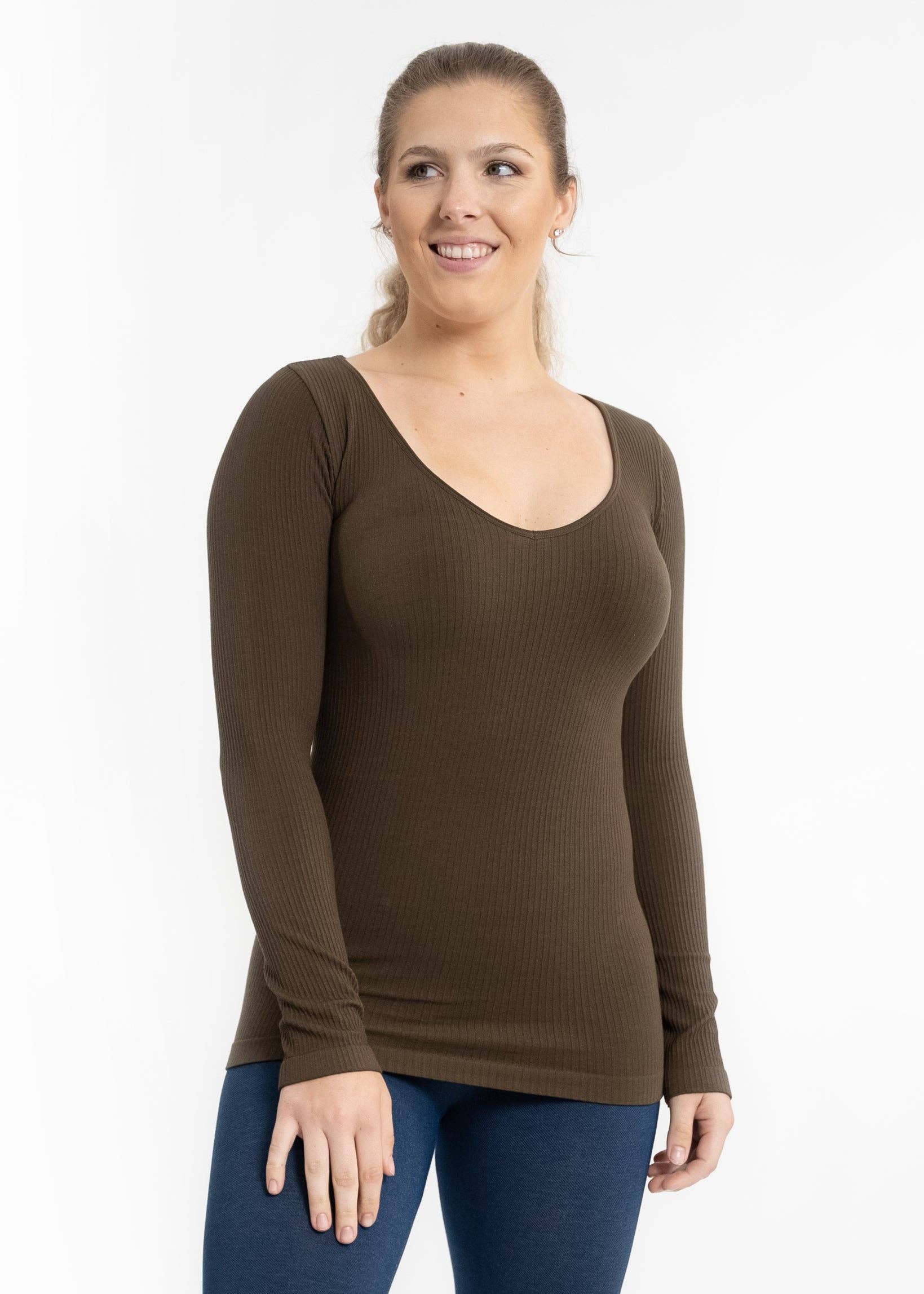 ELIETIAN – Großhandel Strickoberteil – Damen – Geripptes, beidseitiges Langarmshirt16