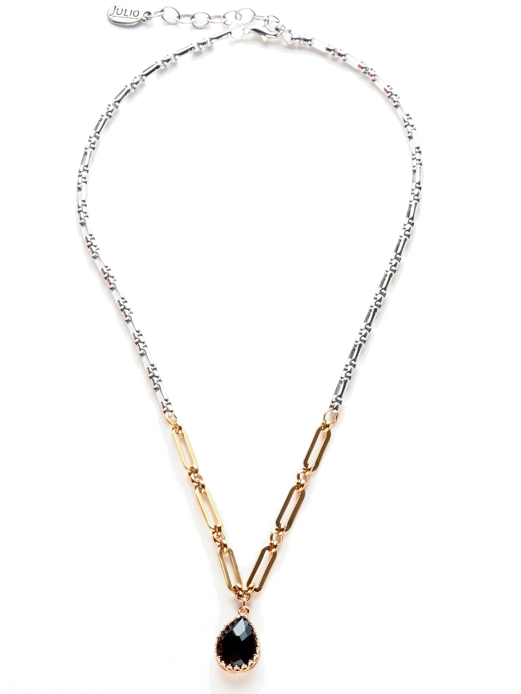 Julio Designs – wholesale Hänge-/berlockhalsband – Mabank fasetterad kristallhänge på duo-texturerad kedja2