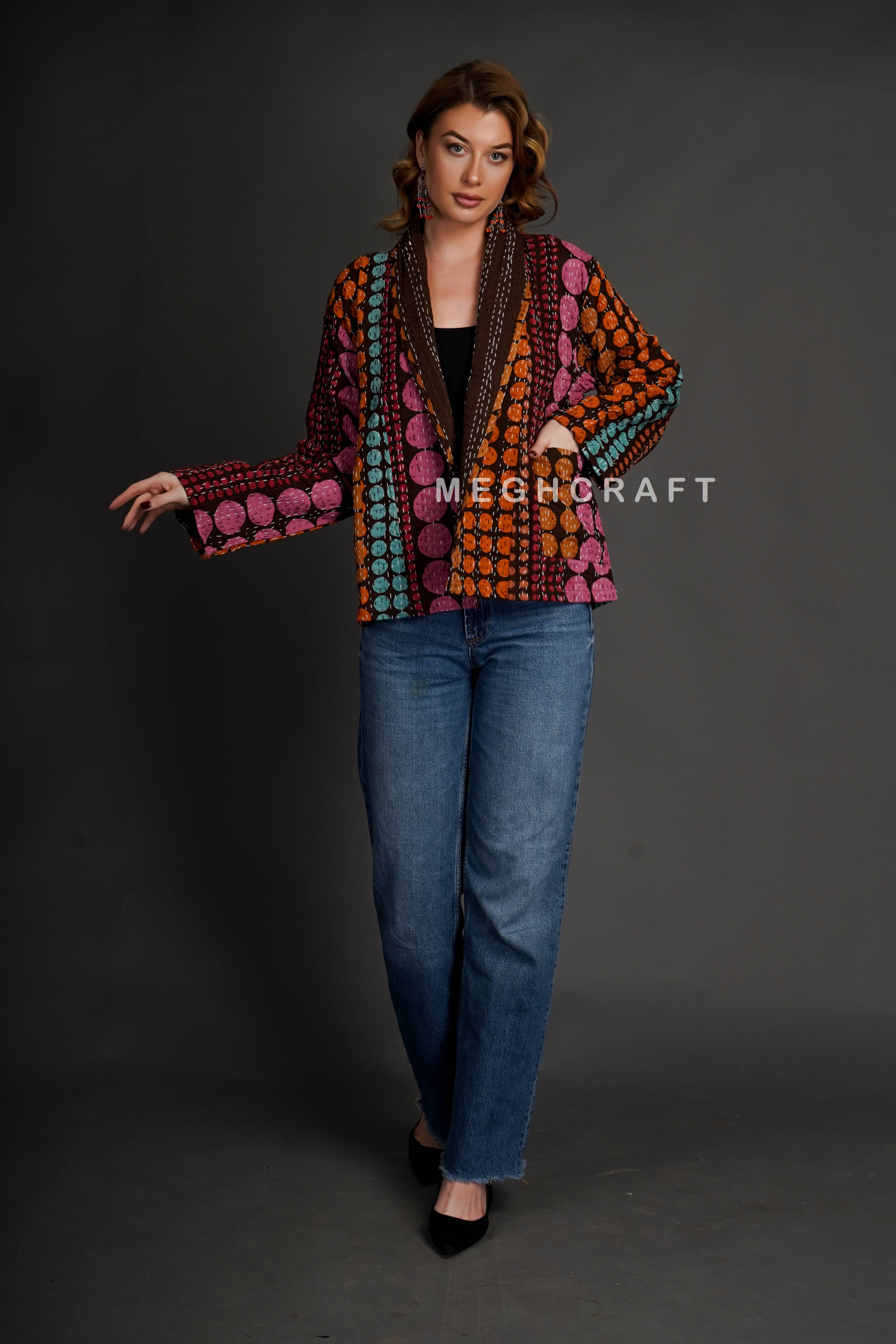 Meghcraft - Venta al por mayor Chaqueta - Mujer - Chaqueta Reversible de Kantha para Mujer0