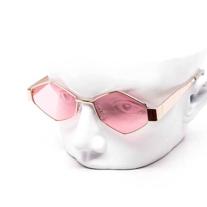 Hexa Diamond Full Metal Minimalist Sunglasses for wholesale by Still Friday