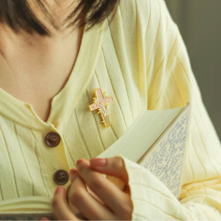 LuminaSalina - Wholesale Brooch - All Things Grow – Bird Lily Cross Metal Brooch | Enamel Pin | Gift8