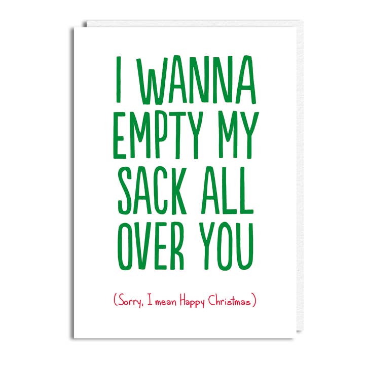 Funny Christmas Card - ‘Empty His Sack’ for wholesale by The Buddy Fernandez Card Company