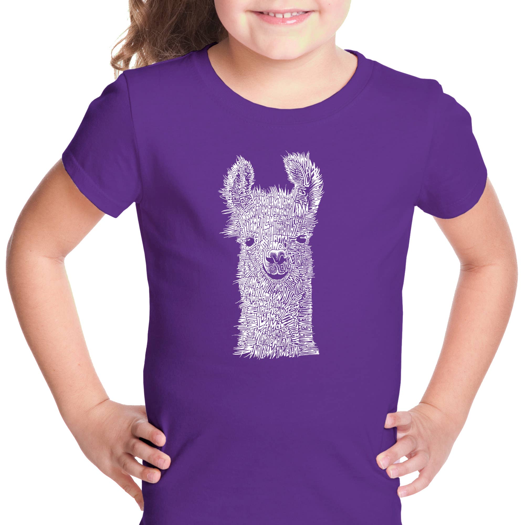 LA Pop Art - Wholesale Screen Printed T-Shirt - Kids - Girl's Word Art T-shirt - LLAMA5