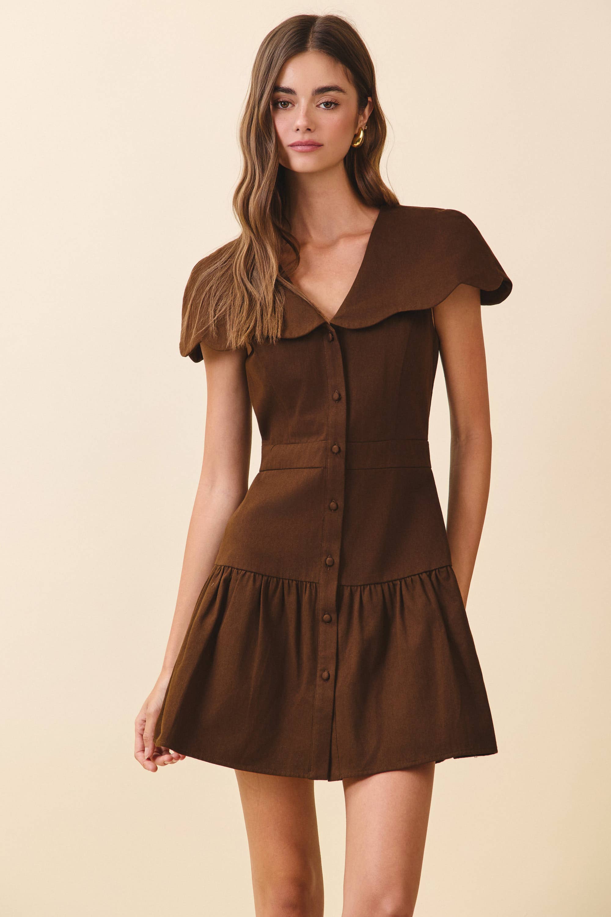 TCEC - Wholesale Dress - Women's - CD06011-Fit And Flare Oversized Scalloped Collar Dress6