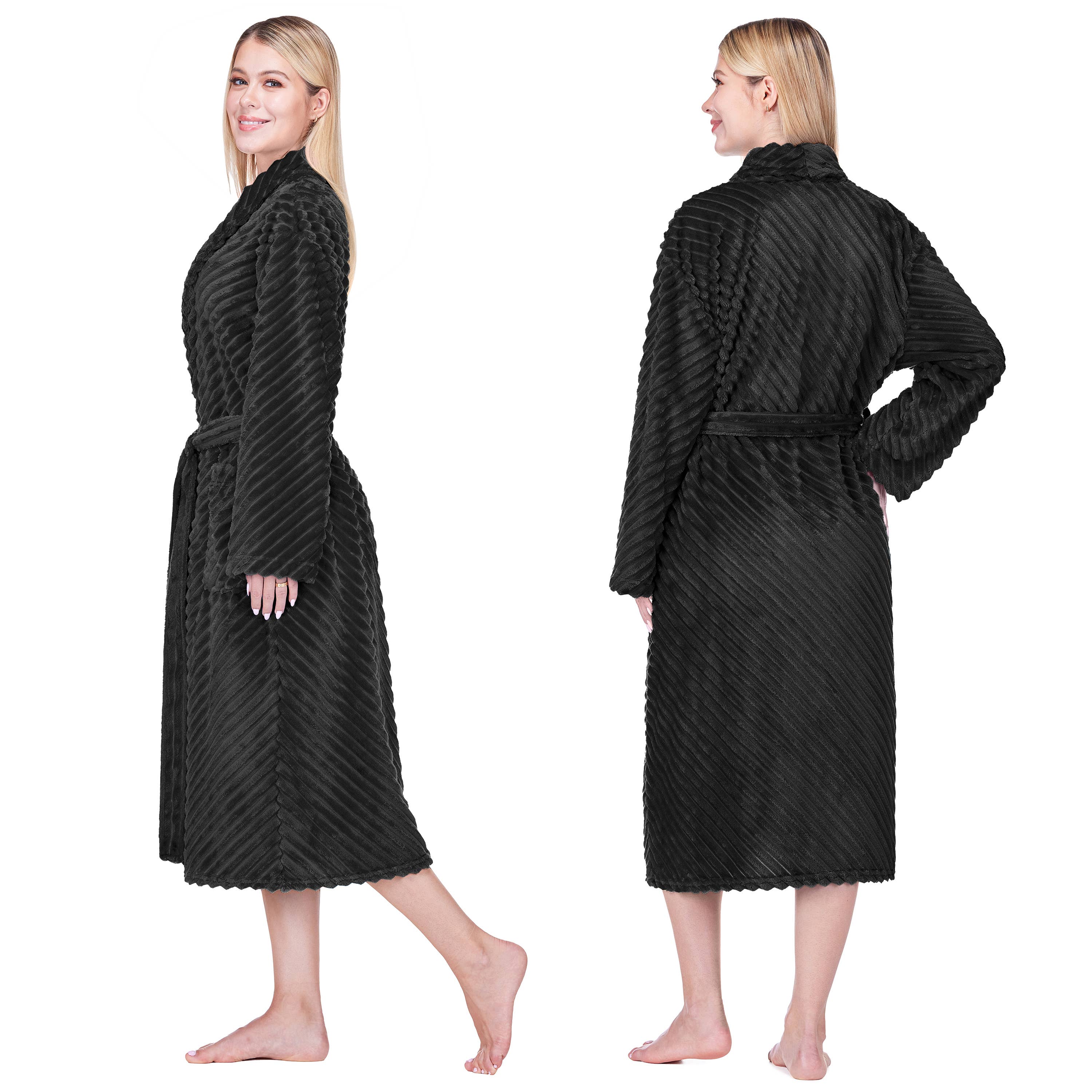 Pavilia - Wholesale Robe - Women's - Women's Ribbed Fleece Robe1