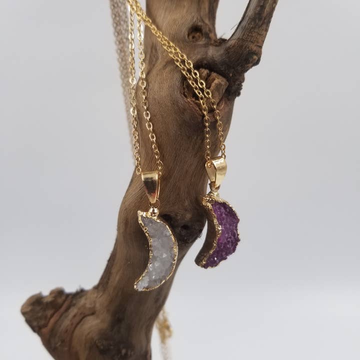 CHAKRA JEWELRY - Vendita all'ingrosso Collana con ciondolo/pendaglio - Collana con ciondolo a forma di luna in cristallo naturale0