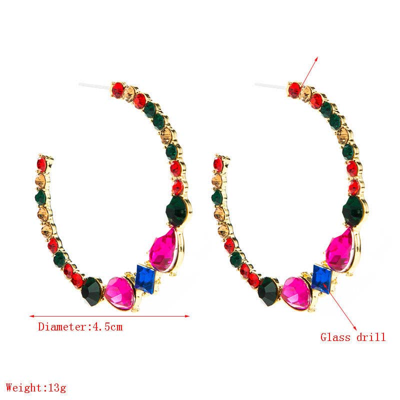 Multi Rhinestone Hoop Earrings E5402 for wholesale on Faire1