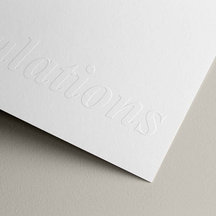 'congratulations' embossed greeting card for wholesale by Gardners Road