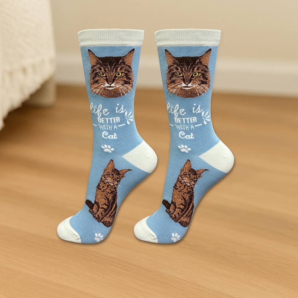 E&S Pets – wholesale Socks – Unisex – Maine Coon Cat Socks - Fun Novelty Crew Socks - Unisex2