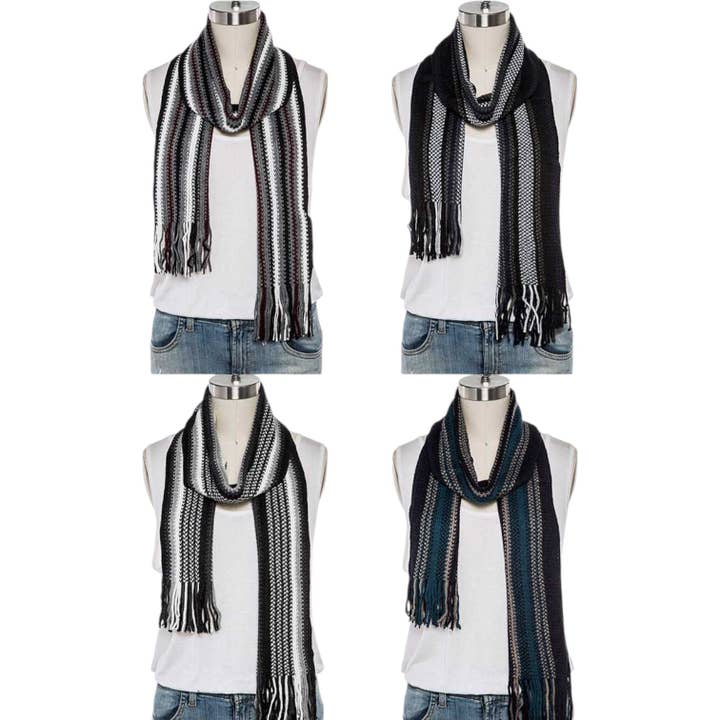 Stripe Unisex Fashion Scarf Set for wholesale by LA Jewelry Plaza
