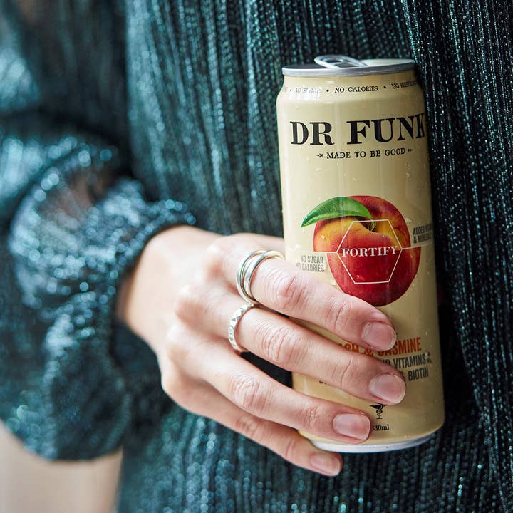 Dr Funk – wholesale Sparkling water – Peach & Jasmine with 7 essential nutrients 12 Pack4