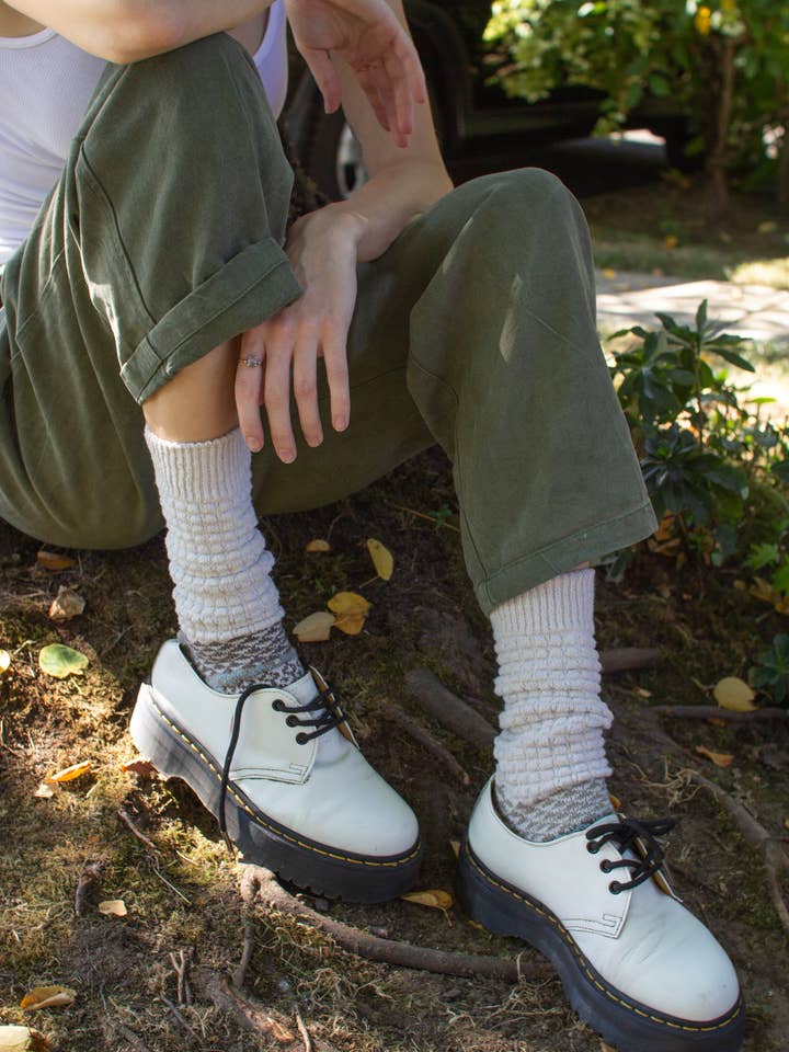 Slouch Socks - Seashell | Sustainably Made In The USA for wholesale on Faire