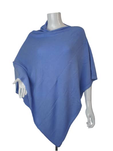Cashmere Side Neck Poncho (Blue) CRP07 for wholesale by NURBU INC.