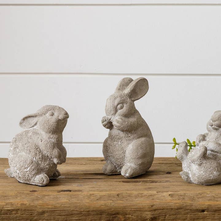 Cement Garden Bunnies (Pk/03 Ast) for wholesale by Audrey's Home & Gift