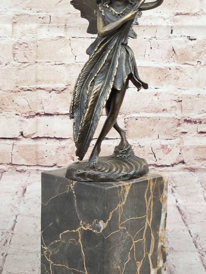Fairy Angel Bronze Metal Bookend Figurine Sculpture on Marble Base for wholesale by Bronzhaus