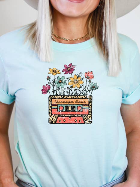 Flower Cassette Tee for wholesale by Wildberry Waves