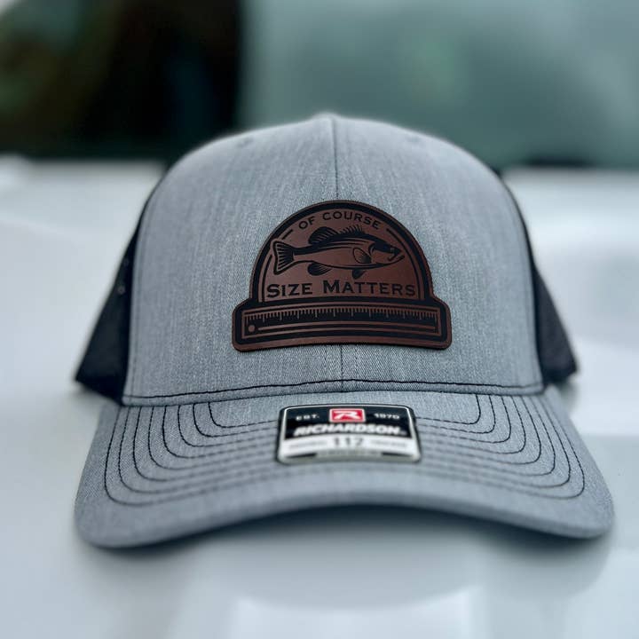 Of Course Size Matters Heather Grey Baseball Cap for wholesale by RiOak Design & Hat Co.