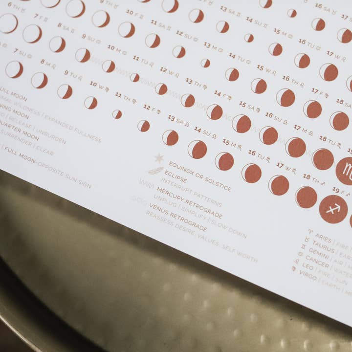 Taming the Tangle - Wholesale Calendar - Terra Cotta 2026 Moon Calendar poster5