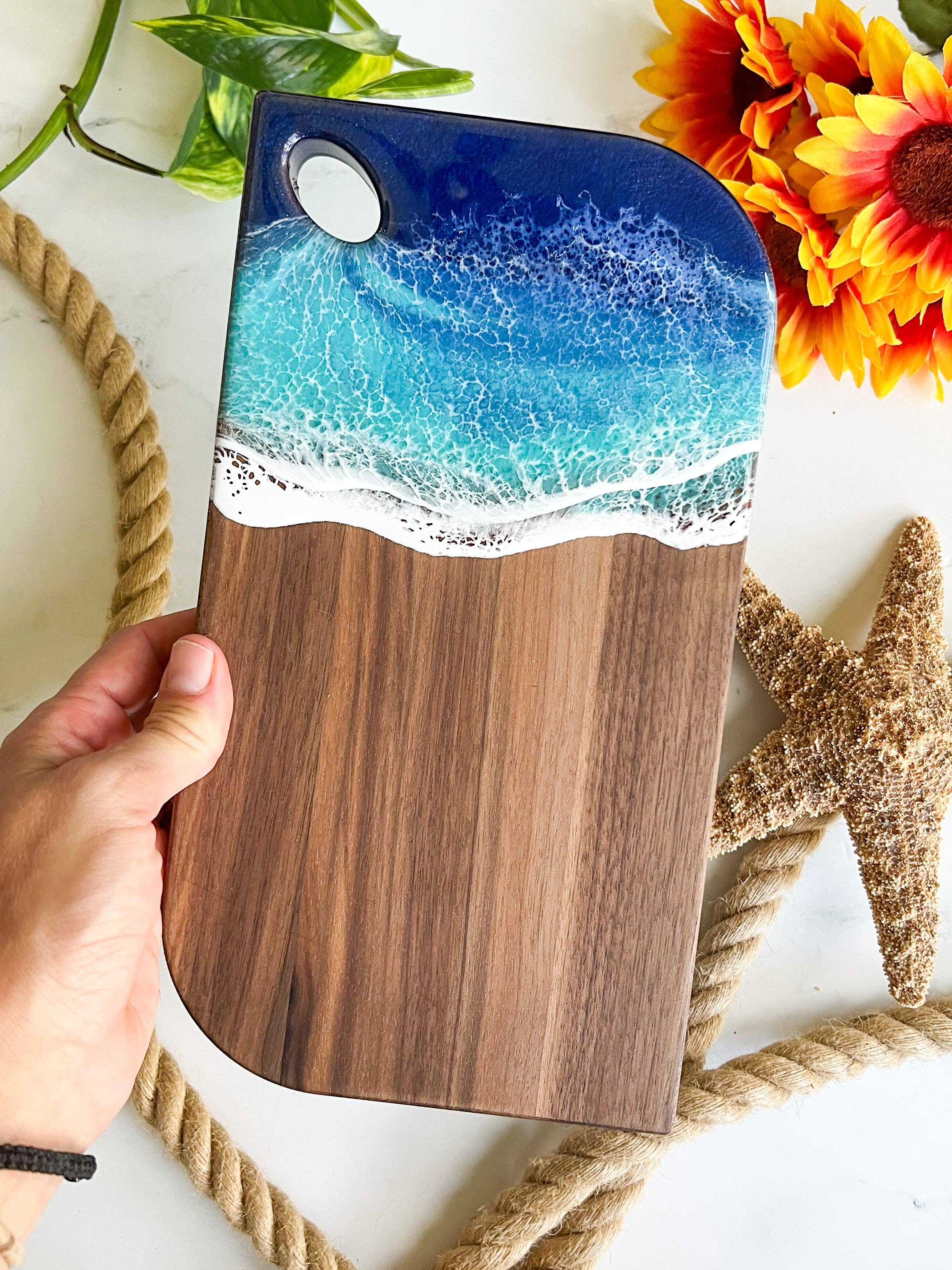 Citrus Waves Art - Wholesale Cheese Board - Walnut Charcuterie Board (Engraving Available)2