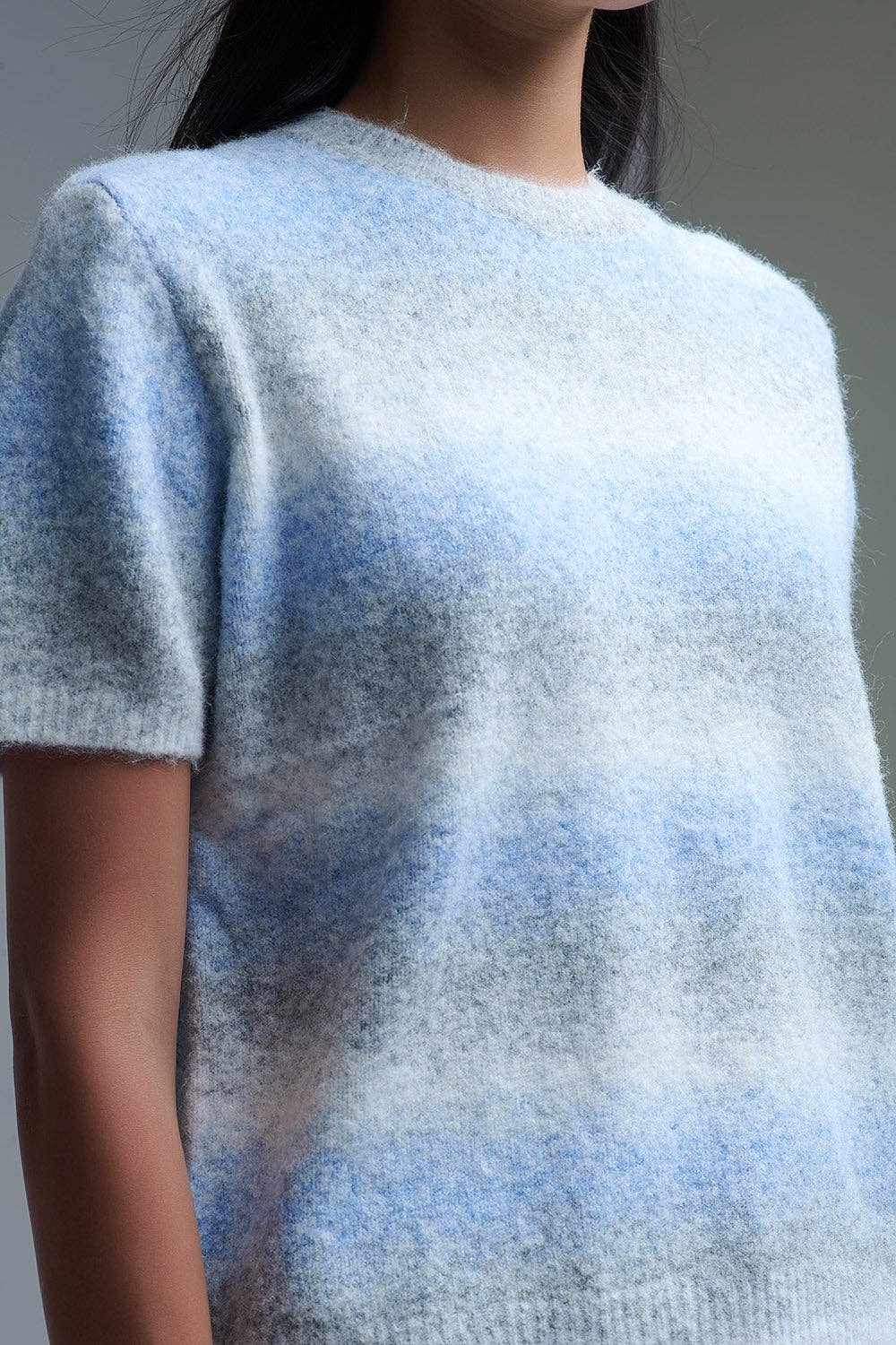 BLÅ Kortärmad ombrérandig tröja i blått för wholesale på Faire4