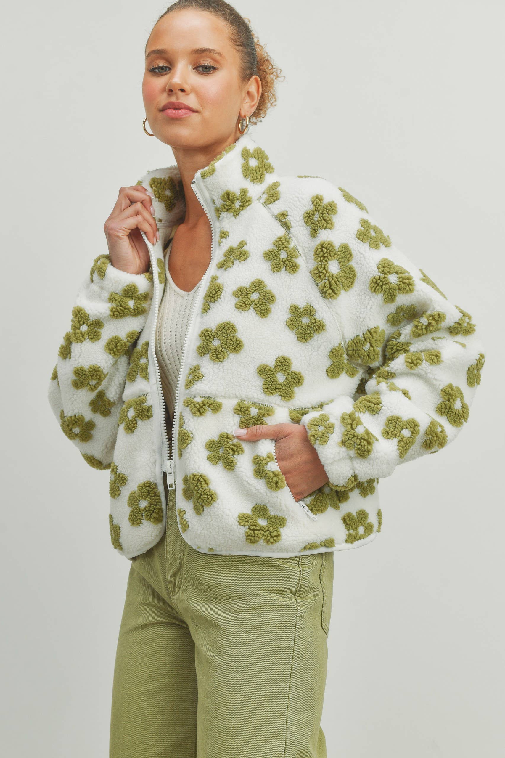 BUTTERMELON - Wholesale Fleece - Women's - Fall Daisy Flower Pattern Fleece Sherpa - BMJ700818