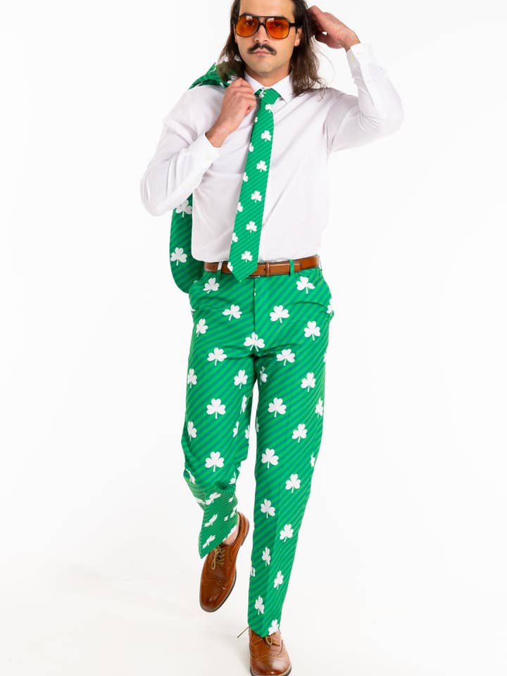 Shinesty, Inc - Venta al por mayor Pantalón de vestir - Hombre - El Gaitero de Blarney | Pantalones de Traje con Tréboles a Rayas Diagonales3
