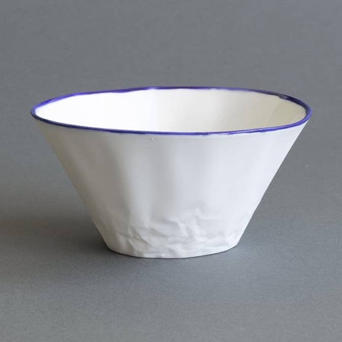 Ceramic Noodle/Soup Bowl - Paper Deep Blue Rim for wholesale by Hayden Youlley Design