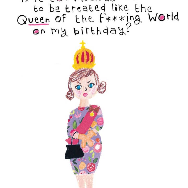 QUEEN BIRTHDAY GREETING CARD 4.5 x 6.25" for wholesale by Calypso Cards LLC