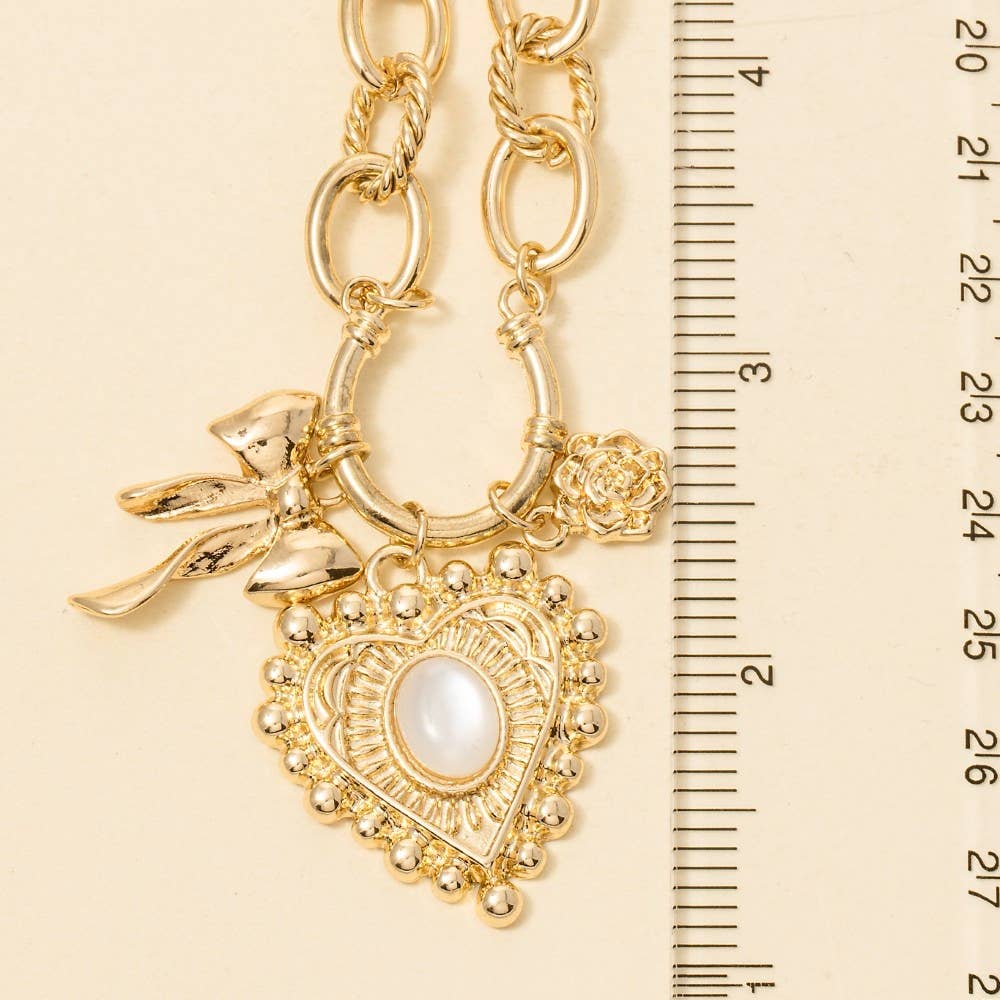 G Heart And Ribbon Bow Pendants Chain Necklace for wholesale on Faire3