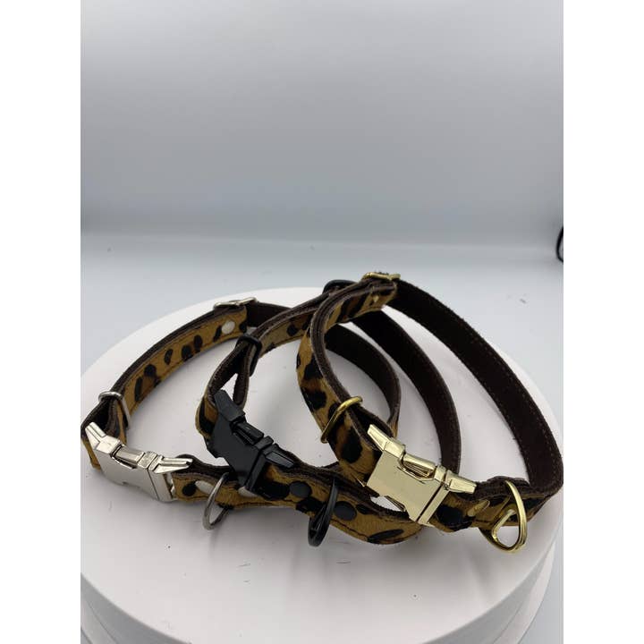 Universelles Halsband mit Kuhhaar 18 mm - Leopard für den Großhandel von Kenjan Læderværksted