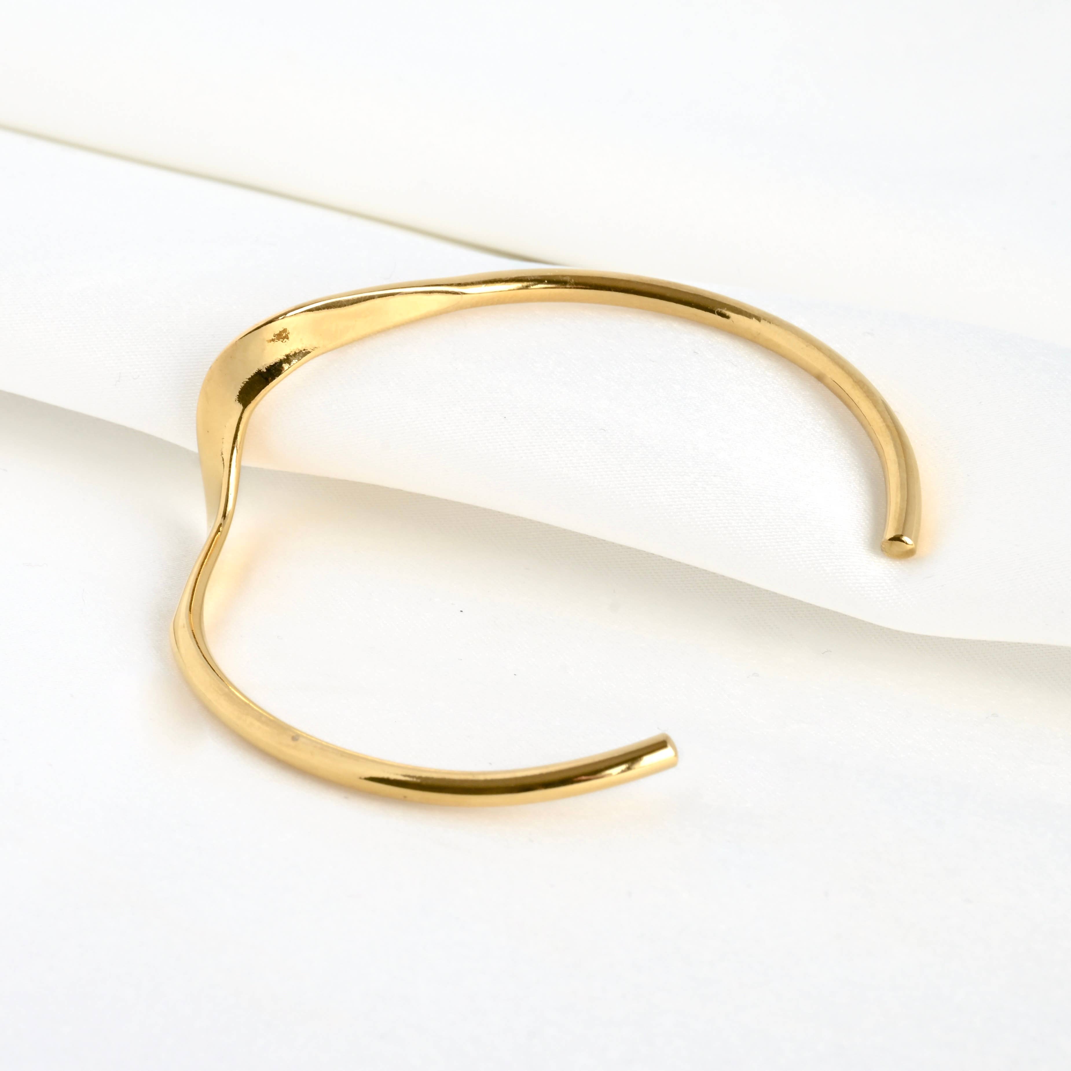 Wholesale Sculptural Gold Cuff - Tarnish-free Twist Cuff