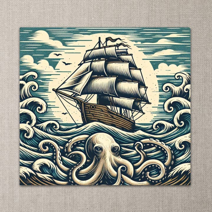 Octopus and Sailing Ship Mini Notes - 20 Count for wholesale by Laughing Mule Press
