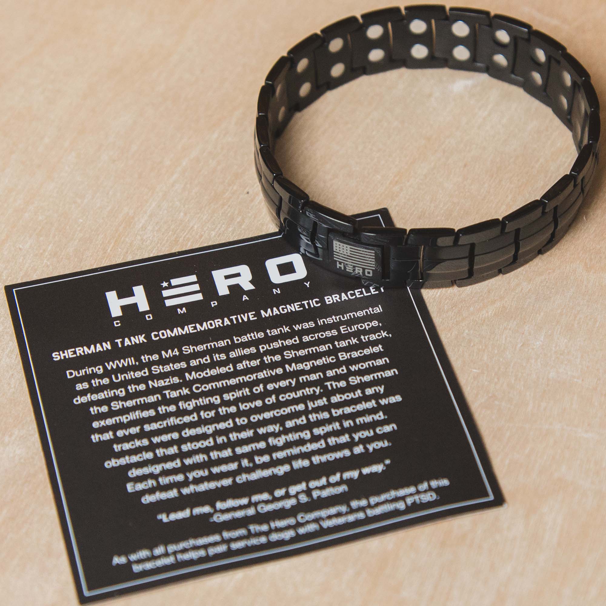 The Hero Company - Wholesale Link & Chain Bracelet - The Hero Company- Sherman Tank Track Titanium Magnetic Bracelet : Helps Pair Veterans With A Service Dog Or Shelter Dog- Faire9