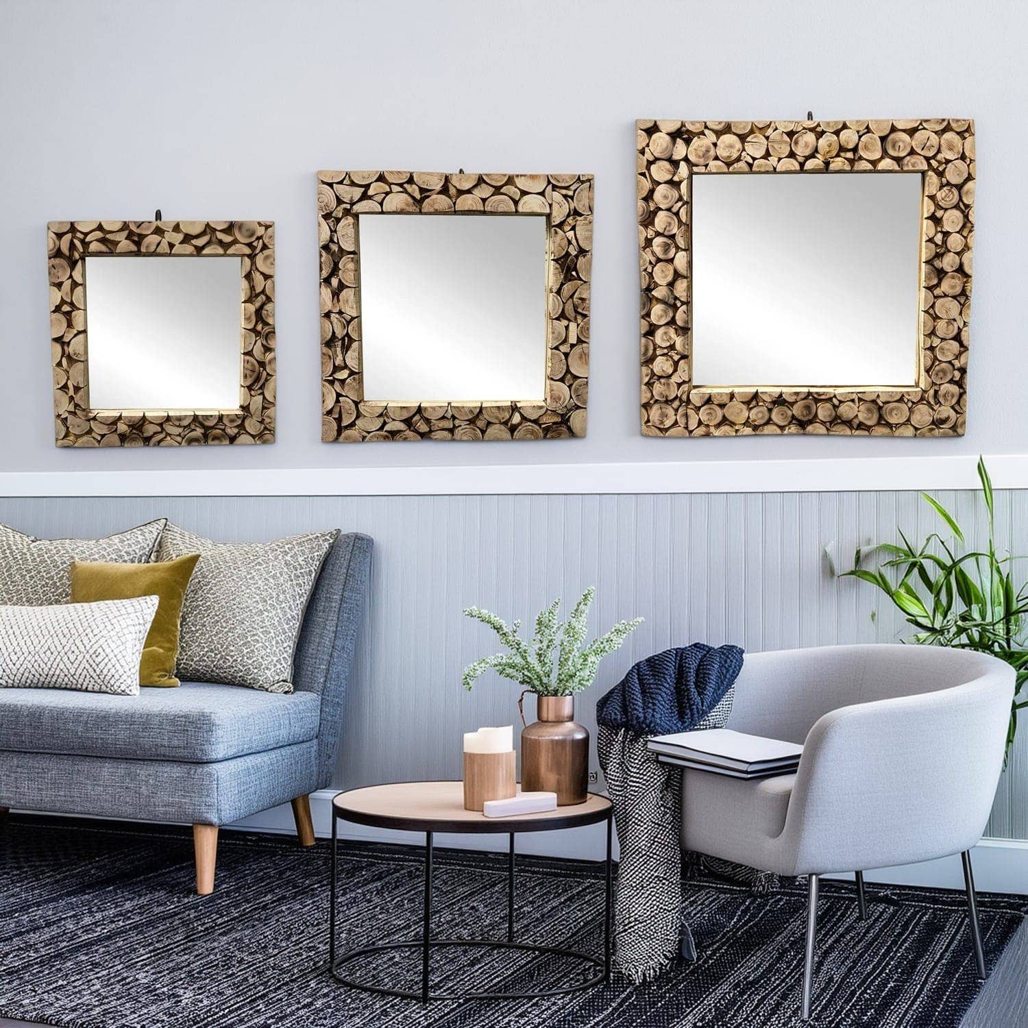 Etnico del Mondo - Wholesale Wall Mirror - Rustic Moroccan Mirror in Natural Handcrafted Wood#17