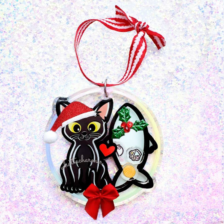 Black Cat Christmas Ornament, Shorthaired for wholesale by WhattaCharmer