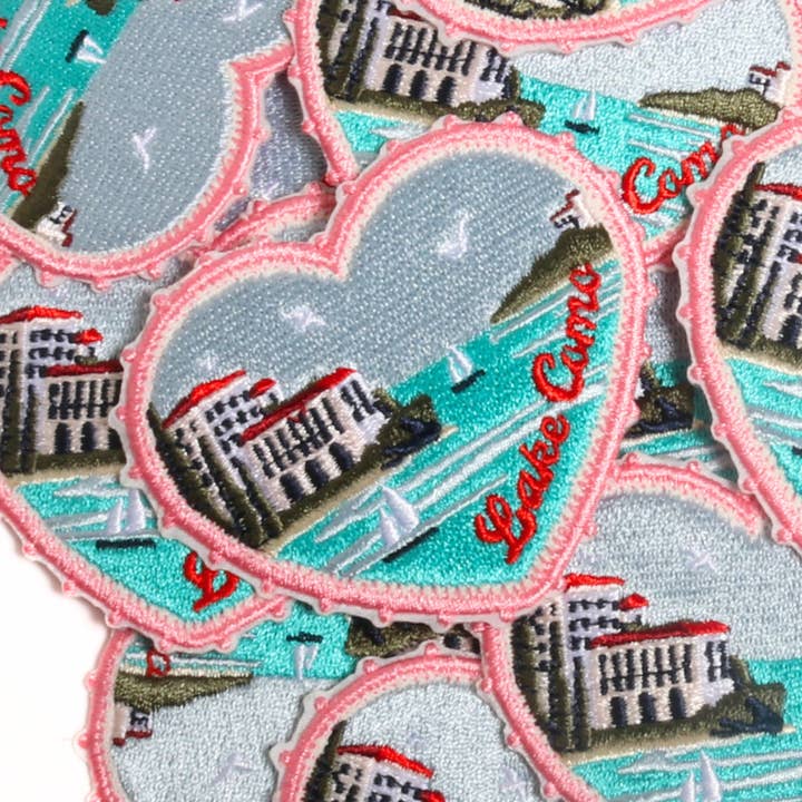 LAKE CAMO Embroidered Iron-On Patches -HEART for wholesale by David And Young