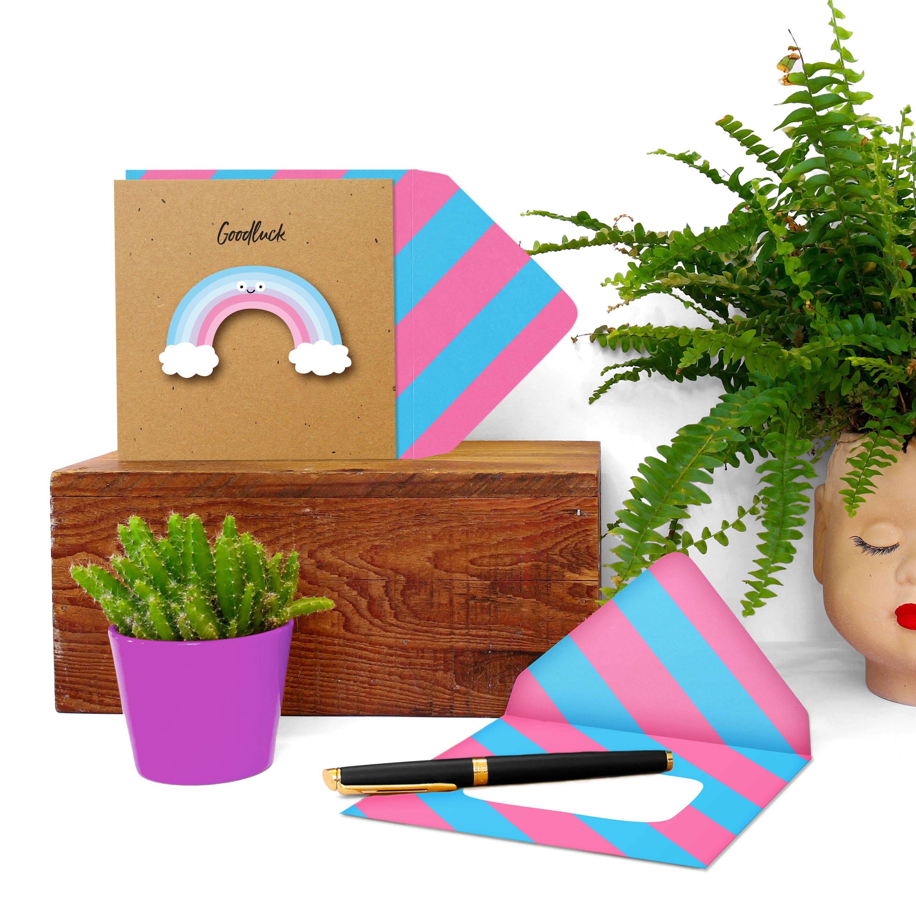 Tache - Wholesale Everyday Greeting Card - Good Luck Rainbow, Handmade Greeting Card2