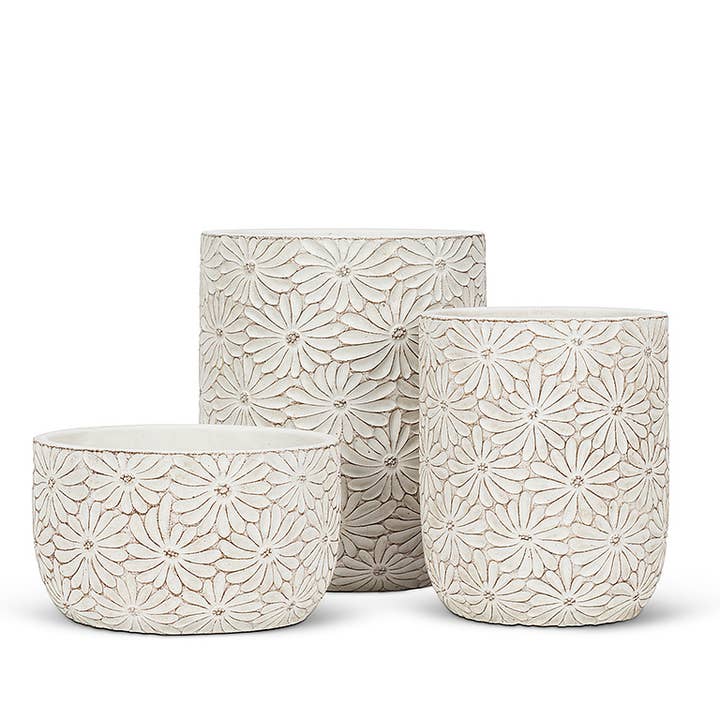 Abbott - Wholesale Plant Pot - Sm Wht Daisy Vase/Planter-6.5"H1