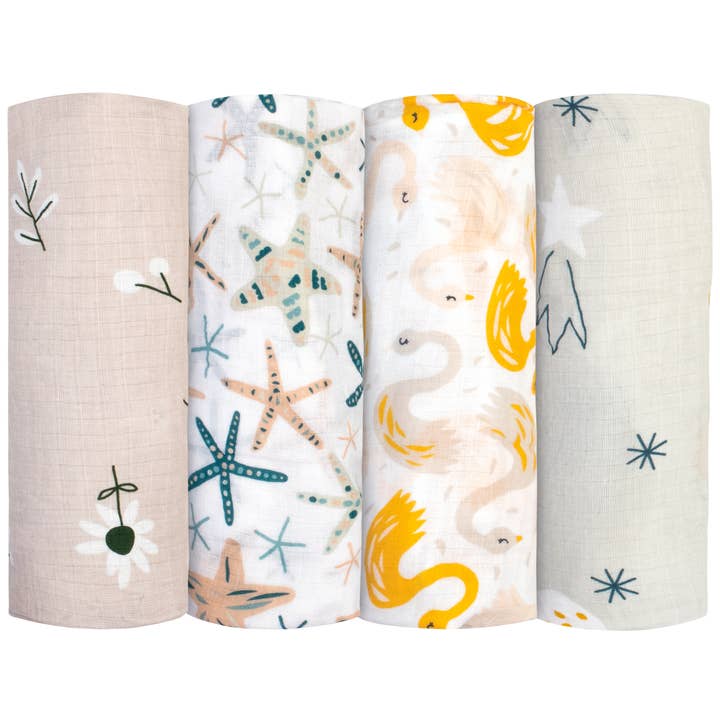 Muslin Swaddle Blankets set 4 for Newborn Baby Girl and Boy for wholesale by Adam Stork